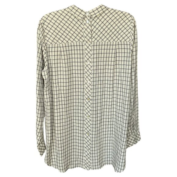 J Jill Womens Button Back Tunic Size MT Cream Plaid Clean Girl Twee Capsule NWT - Picture 2 of 13